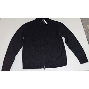 The Men's Store Bloomingdales Sz XL 100% Merino Wool Black Coal Full Zip Sweater